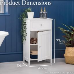Christow Bathroom Drawer Cabinet Wooden White Single Door Storage Cupboard Unit - thumbnail 6