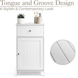 Christow Bathroom Drawer Cabinet Wooden White Single Door Storage Cupboard Unit - thumbnail 4
