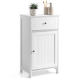 Christow Bathroom Drawer Cabinet Wooden White Single Door Storage Cupboard Unit - thumbnail 1