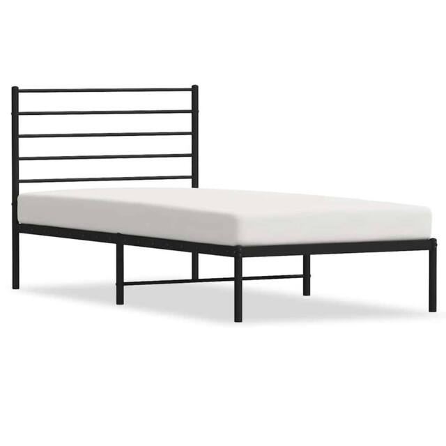 Berkfield Home Metal Bed Frame with Headboard Black 90x190 cm Single - image 1