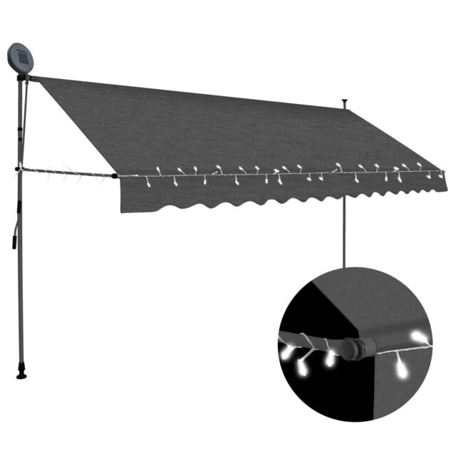 Berkfield Home Manual Retractable Awning with LED 350 cm Anthracite in Black - image 1