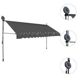 Berkfield Home Manual Retractable Awning with LED 350 cm Anthracite in Black - thumbnail 3