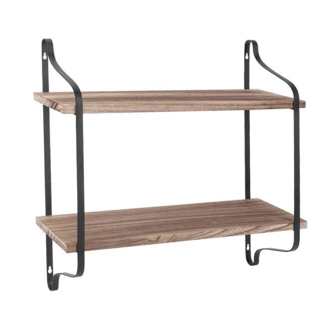 KORVIXA 2 Tier Floating Shelves Bathroom Storage in Brown - Size: 0.6m2 - image 1