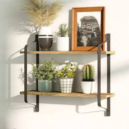 KORVIXA 2 Tier Floating Shelves Bathroom Storage in Brown - Size: 0.6m2 - thumbnail 4