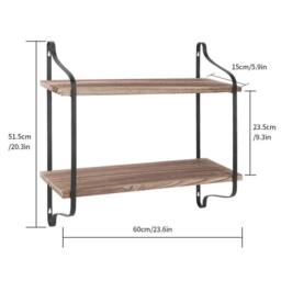 KORVIXA 2 Tier Floating Shelves Bathroom Storage in Brown - Size: 0.6m2 - thumbnail 2