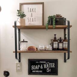 KORVIXA 2 Tier Floating Shelves Bathroom Storage in Brown - Size: 0.6m2 - thumbnail 5