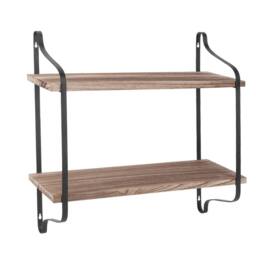 KORVIXA 2 Tier Floating Shelves Bathroom Storage in Brown - Size: 0.6m2