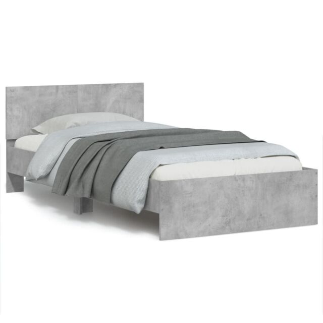 Berkfield Home Bed Frame without Mattress with Headboard Concrete Grey 100x200 cm - image 1