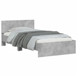 Berkfield Home Bed Frame without Mattress with Headboard Concrete Grey 100x200 cm - thumbnail 4