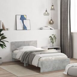 Berkfield Home Bed Frame without Mattress with Headboard Concrete Grey 100x200 cm - thumbnail 3