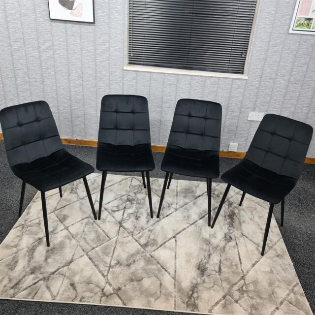 KOSY KOALA Dining Chairs Set of 4 Black Velvet Kitchen chairs - image 1