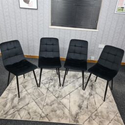 KOSY KOALA Dining Chairs Set of 4 Black Velvet Kitchen chairs - thumbnail 1