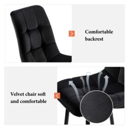 KOSY KOALA Dining Chairs Set of 4 Black Velvet Kitchen chairs - thumbnail 3