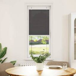 Berkfield Home Pleated Blind Black 45x100 cm Fabric Width 44.4 cm Polyester in Charcoal