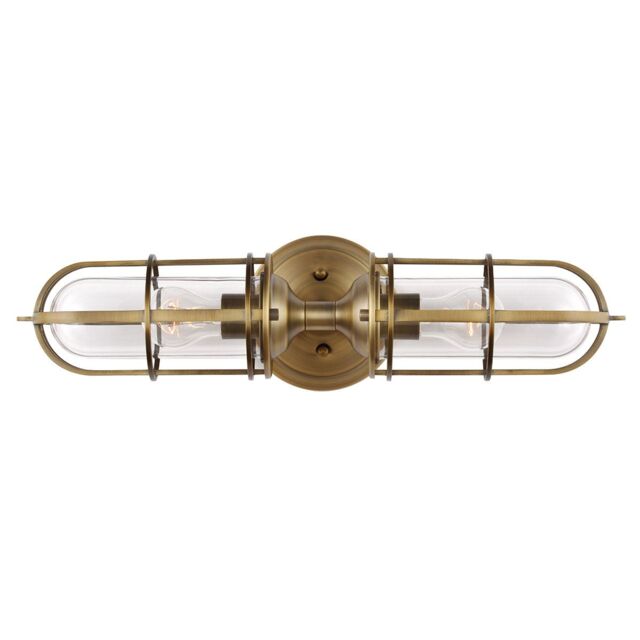 Netlighting Feiss Urban Restoration 2 Light Wall Light Dark Antique Brass IP44 in Yellow - image 1