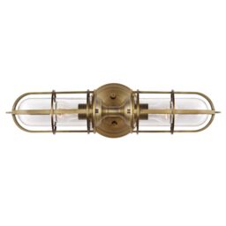 Netlighting Feiss Urban Restoration 2 Light Wall Light Dark Antique Brass IP44 in Yellow - thumbnail 1