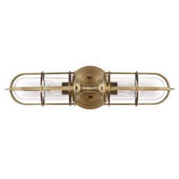 Netlighting Feiss Urban Restoration 2 Light Wall Light Dark Antique Brass IP44 in Yellow - thumbnail 2