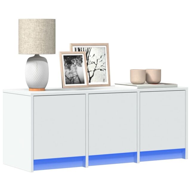 Berkfield Home TV Cabinet with LED White 97x34x40 cm Engineered Wood - Size: 97 x 34 x 40 cm - image 1