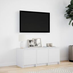 Berkfield Home TV Cabinet with LED White 97x34x40 cm Engineered Wood - Size: 97 x 34 x 40 cm - thumbnail 4