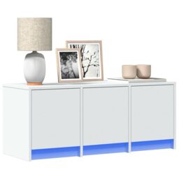 Berkfield Home TV Cabinet with LED White 97x34x40 cm Engineered Wood - Size: 97 x 34 x 40 cm - thumbnail 1