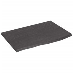 Berkfield Home Wall Shelf Dark Grey 60x40x2 cm Treated Solid Wood Oak in Brown - Size: 60 x 40 x 2 cm - thumbnail 1