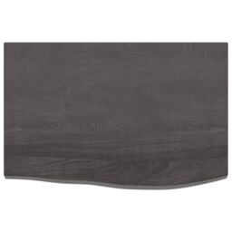 Berkfield Home Wall Shelf Dark Grey 60x40x2 cm Treated Solid Wood Oak in Brown - Size: 60 x 40 x 2 cm - thumbnail 2