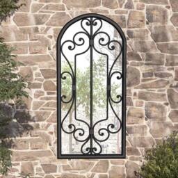 Berkfield Home Decorative Garden Mirror Black 100x45 cm Iron for Outdoor Use - thumbnail 2
