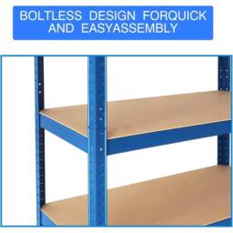 NESTLUNE 5 TIERS BLUE BOLTLESS SCREWLESS METAL SHELVING - Size: 10000mm x 520mm - thumbnail 4