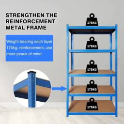 NESTLUNE 5 TIERS BLUE BOLTLESS SCREWLESS METAL SHELVING - Size: 10000mm x 520mm - thumbnail 3
