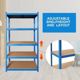 NESTLUNE 5 TIERS BLUE BOLTLESS SCREWLESS METAL SHELVING - Size: 10000mm x 520mm - thumbnail 5