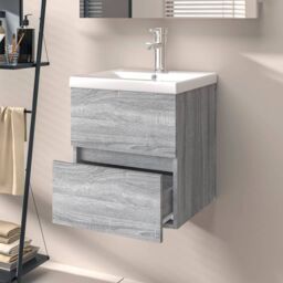 Berkfield Home Sink Cabinet Grey Sonoma 41x38.5x45 cm Engineered Wood - thumbnail 3