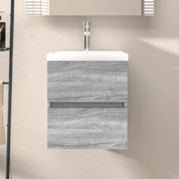 Berkfield Home Sink Cabinet Grey Sonoma 41x38.5x45 cm Engineered Wood - thumbnail 1