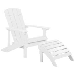 Wyld and Coco White Plastic Wood Chair and Footstool Weatherproof - thumbnail 2