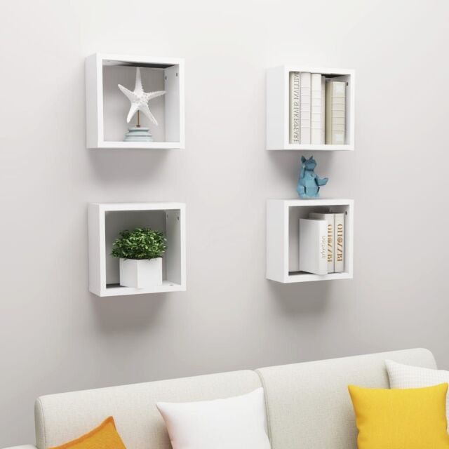 Berkfield Home Wall Cube Shelves 4 pcs White 30x15x30 cm - Size: 30 x 15 x 30 cm - image 1