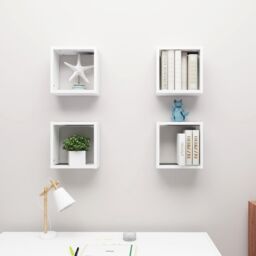 Berkfield Home Wall Cube Shelves 4 pcs White 30x15x30 cm - Size: 30 x 15 x 30 cm - thumbnail 3
