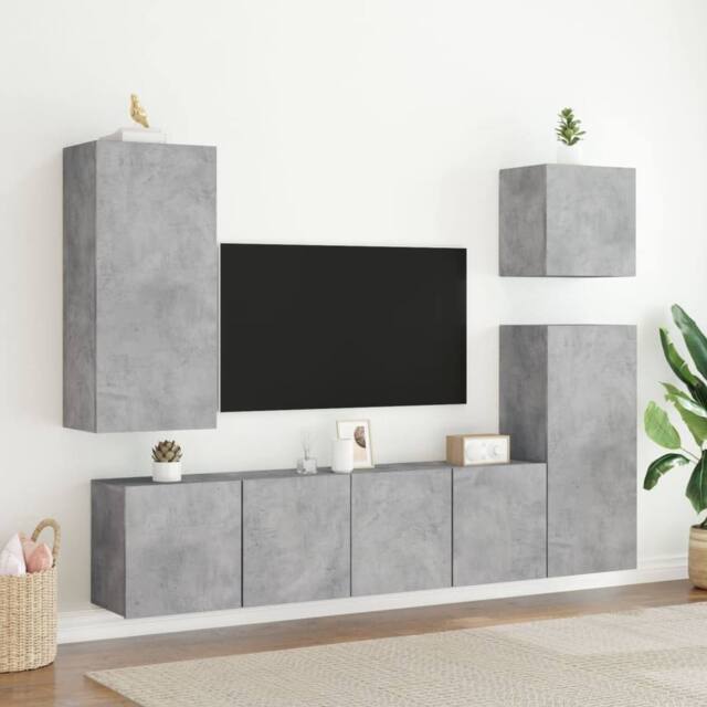 Berkfield Home TV Cabinets Wall-mounted 2 pcs Concrete Grey 80x30x41 cm - Size: 80 x 30 x 41 cm - image 1
