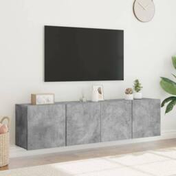 Berkfield Home TV Cabinets Wall-mounted 2 pcs Concrete Grey 80x30x41 cm - Size: 80 x 30 x 41 cm - thumbnail 4