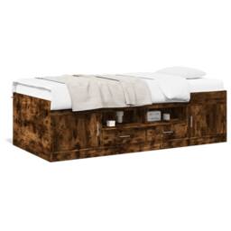 Berkfield Home Versatile Daybed with Drawers without Mattress Smoked Oak 90x190 in Brown - thumbnail 3