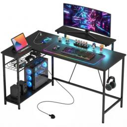 KORVIXA Reversible L Shaped Gaming Desk in Black - Size: 100 cm x 100 cm - thumbnail 1