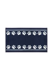 JVL Pet Mat Machine Washable 40 x 70 cm Paw Print in Dark Navy - Size: 40 cm x 70 cm - thumbnail 1