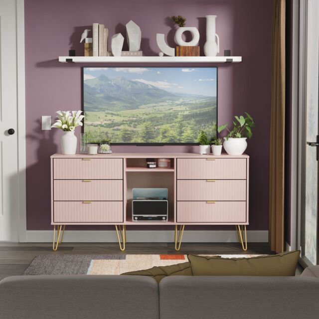 Ready Assembled 2 U Bexley 6 Drawer Sideboard (Ready Assembled) in Dusty Pink - image 1