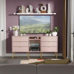 Ready Assembled 2 U Bexley 6 Drawer Sideboard (Ready Assembled) in Dusty Pink