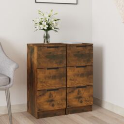 Berkfield Home Sideboards 2 pcs Smoked Oak 30x30x70 cm Engineered Wood in Brown - Size: 30 x 30 x 70 cm - thumbnail 1