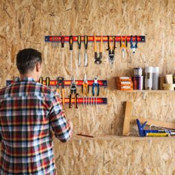 Costway Set of 3 Magnetic Tool Strip Holder Garage Rail Wall Mounted Bits Storage Rack in Red - thumbnail 2
