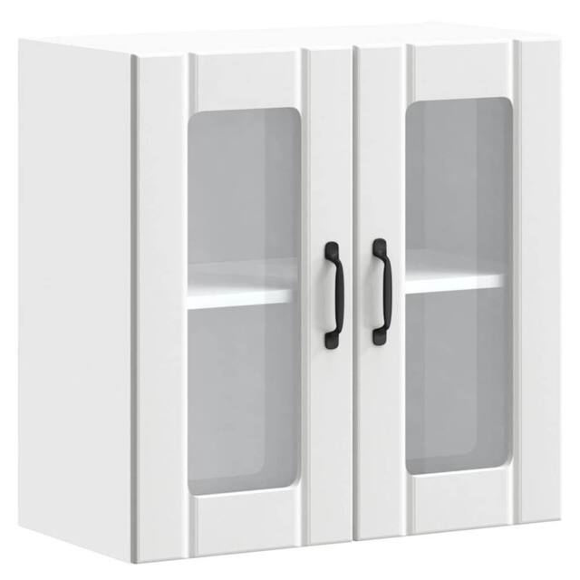 Berkfield Home Kitchen Wall Cabinet with Glass Door Lucca White Engineered Wood - image 1