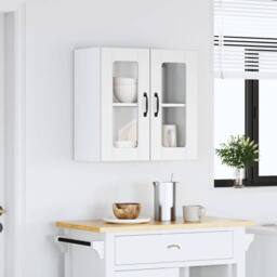 Berkfield Home Kitchen Wall Cabinet with Glass Door Lucca White Engineered Wood - thumbnail 3