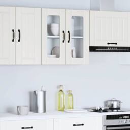 Berkfield Home Kitchen Wall Cabinet with Glass Door Lucca White Engineered Wood - thumbnail 4