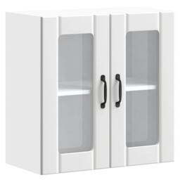 Berkfield Home Kitchen Wall Cabinet with Glass Door Lucca White Engineered Wood - thumbnail 1