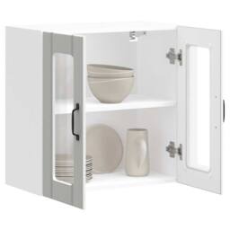 Berkfield Home Kitchen Wall Cabinet with Glass Door Lucca White Engineered Wood - thumbnail 5