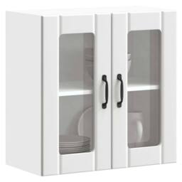 Berkfield Home Kitchen Wall Cabinet with Glass Door Lucca White Engineered Wood - thumbnail 2